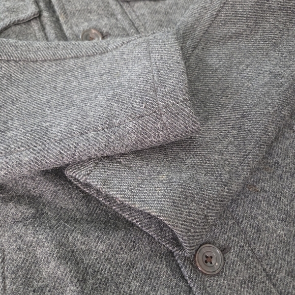 Fossil Mens Wool Military Field Jacket Gray Size XL Epaulet Button Up Coat - Picture 9 of 11